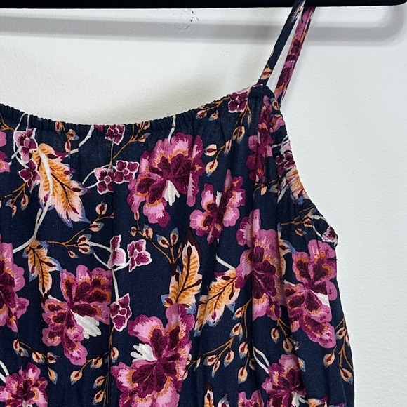 Old Navy | Floral Maxi Dress | Black and Pink Linen Blend Dress - Picture 3 of 12